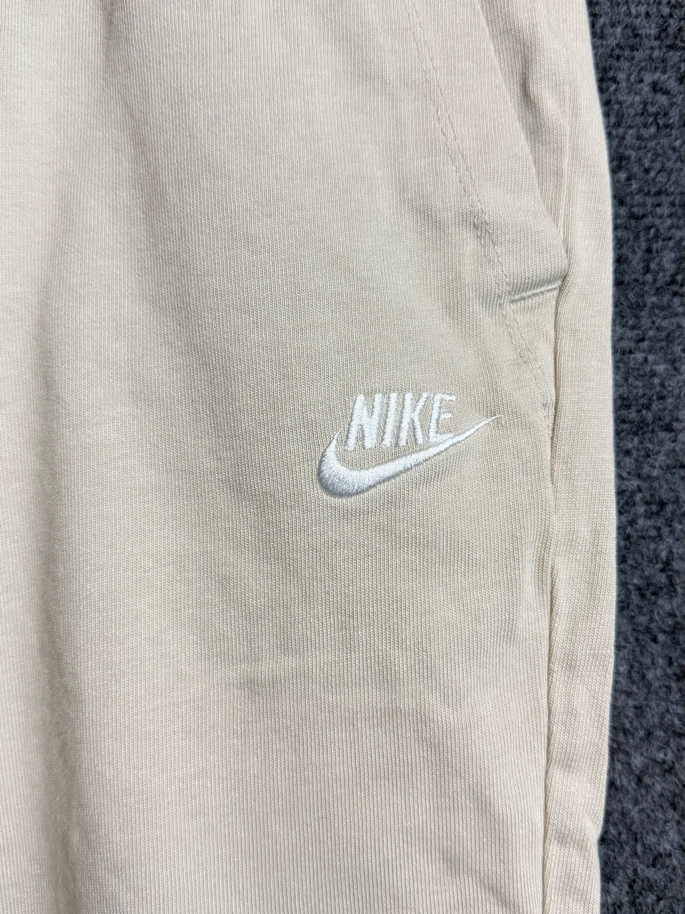Nike Kids Beige Joggers with White Embroidered Swoosh